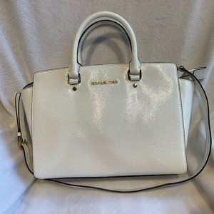 White Large Michael Kors Selma Satchel